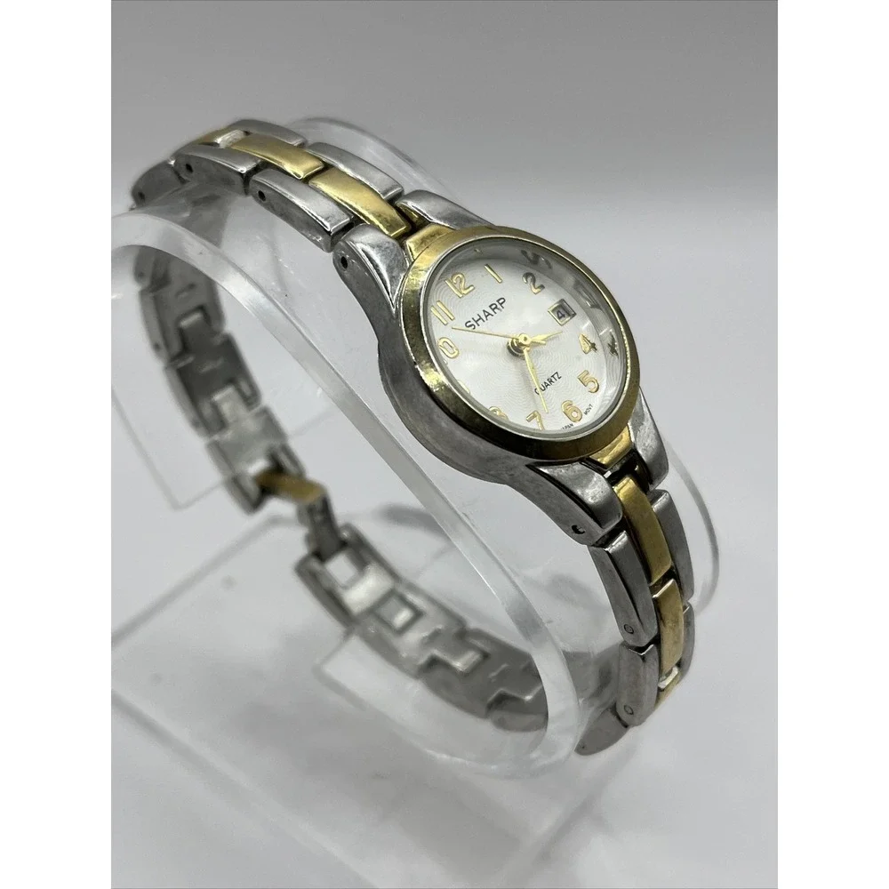 Sharp‎ Women's Quartz Watch Two Tone Band Date Indicator- New Battery